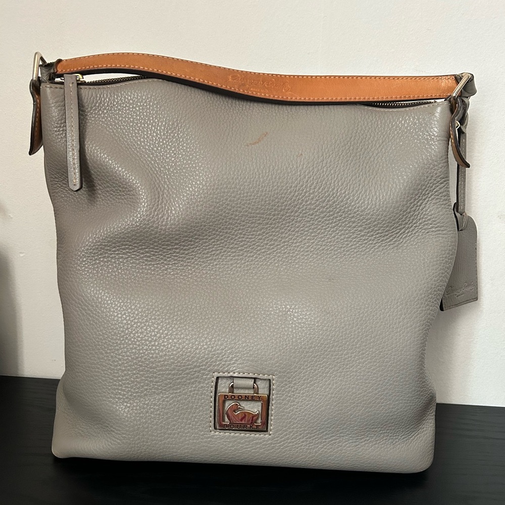 Gray leather Dooney & Bourke tote bag